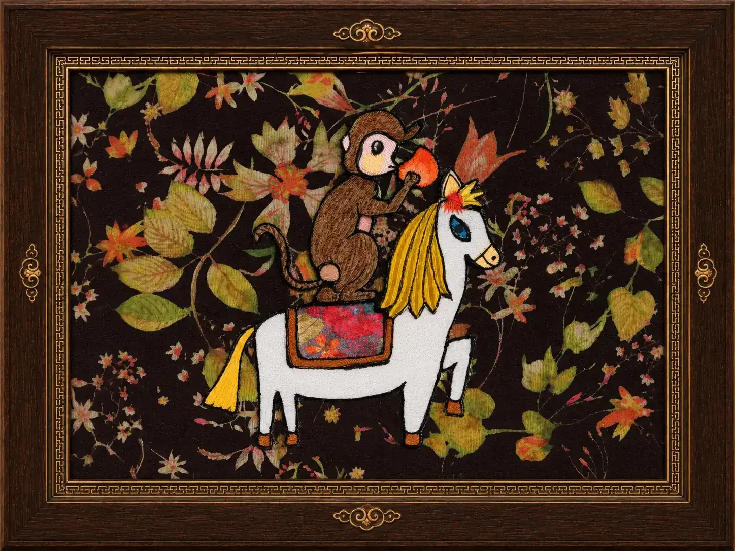 Storybook Rider & Floral Horse — Handmade Fabric Applique Art