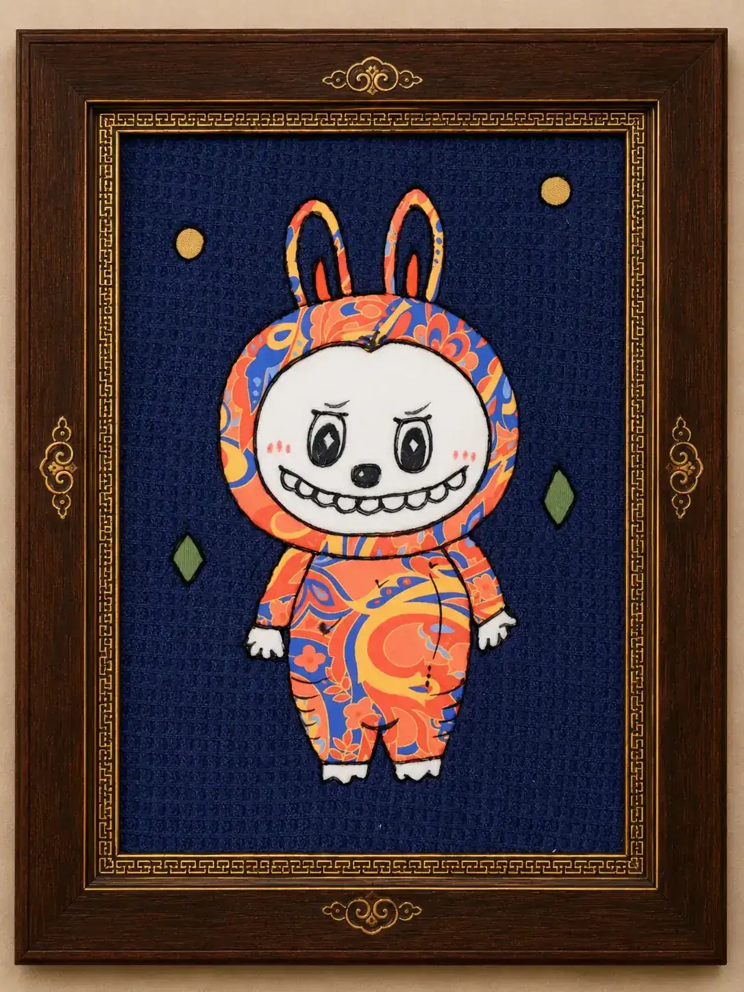 Colorful Bunny Doll — Handmade Fabric Applique Art
